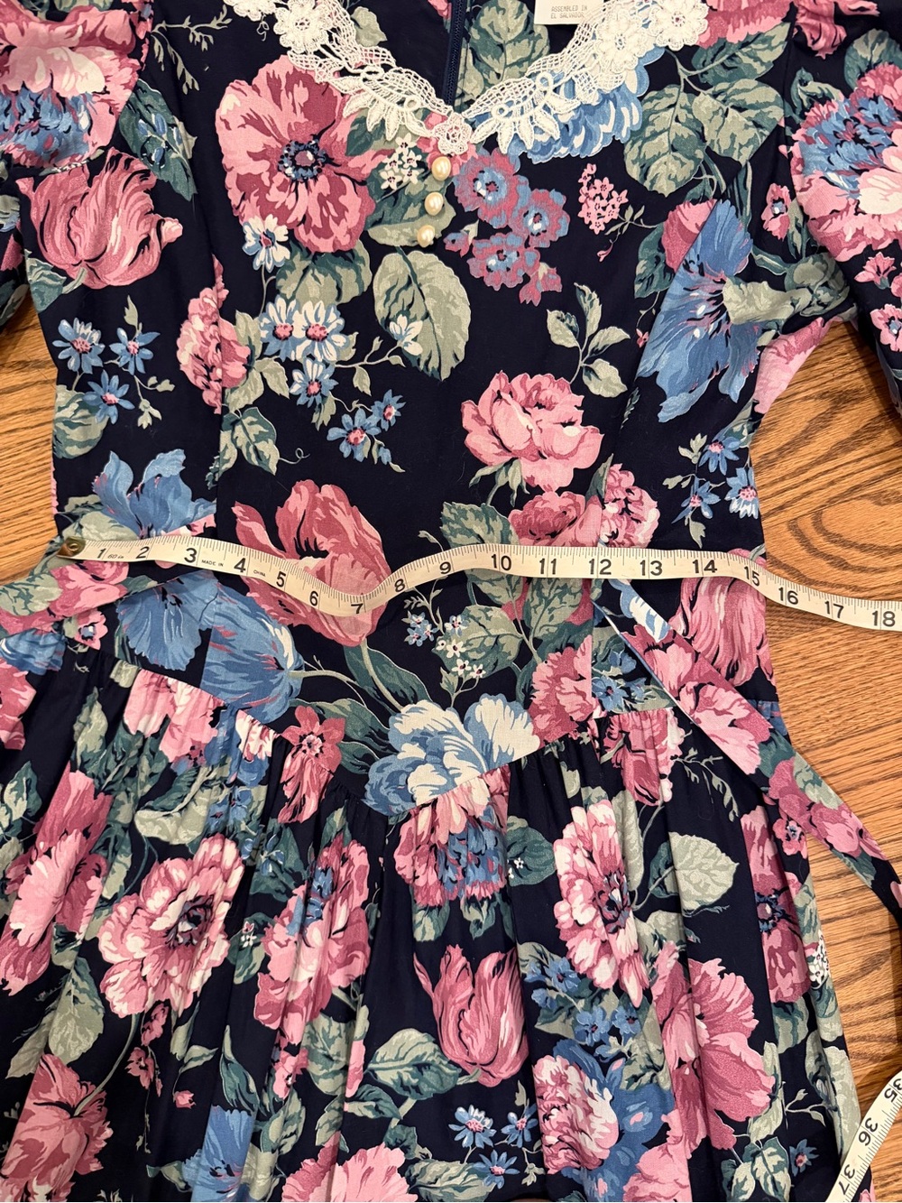 vintage-style dress floral print puff sleeve - Picture 2 of 6